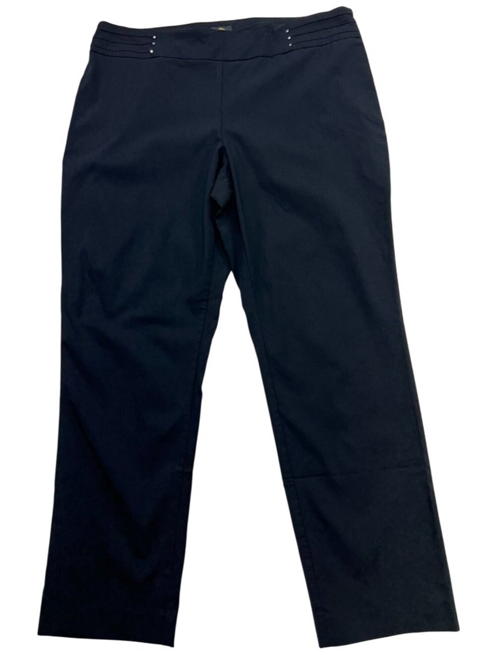 JM Collection Womens Straight Leg Pull On Pants Flat Front Stretch Size XL Black